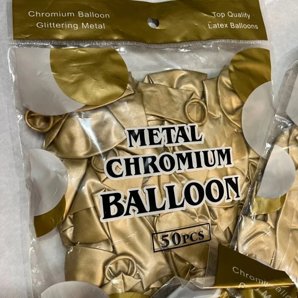 NEW 200pc Metal Chromium Balloon Bundle Gold & Blue Latex Party Decor